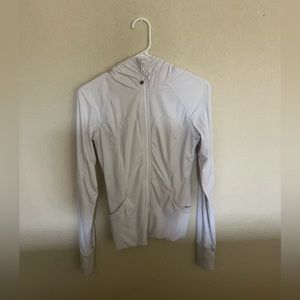 white lulu define jacket with hood- size: 6